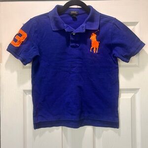 Polo by Ralph Lauren Blue and Orange Polo Shirt with Big Pony Logo